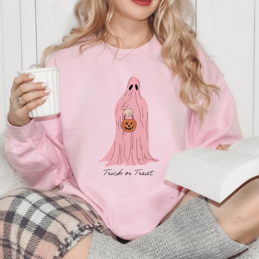 Pink Phantom Delight Trick or Treat Pink Sweatshirt - Picture 2 of 6